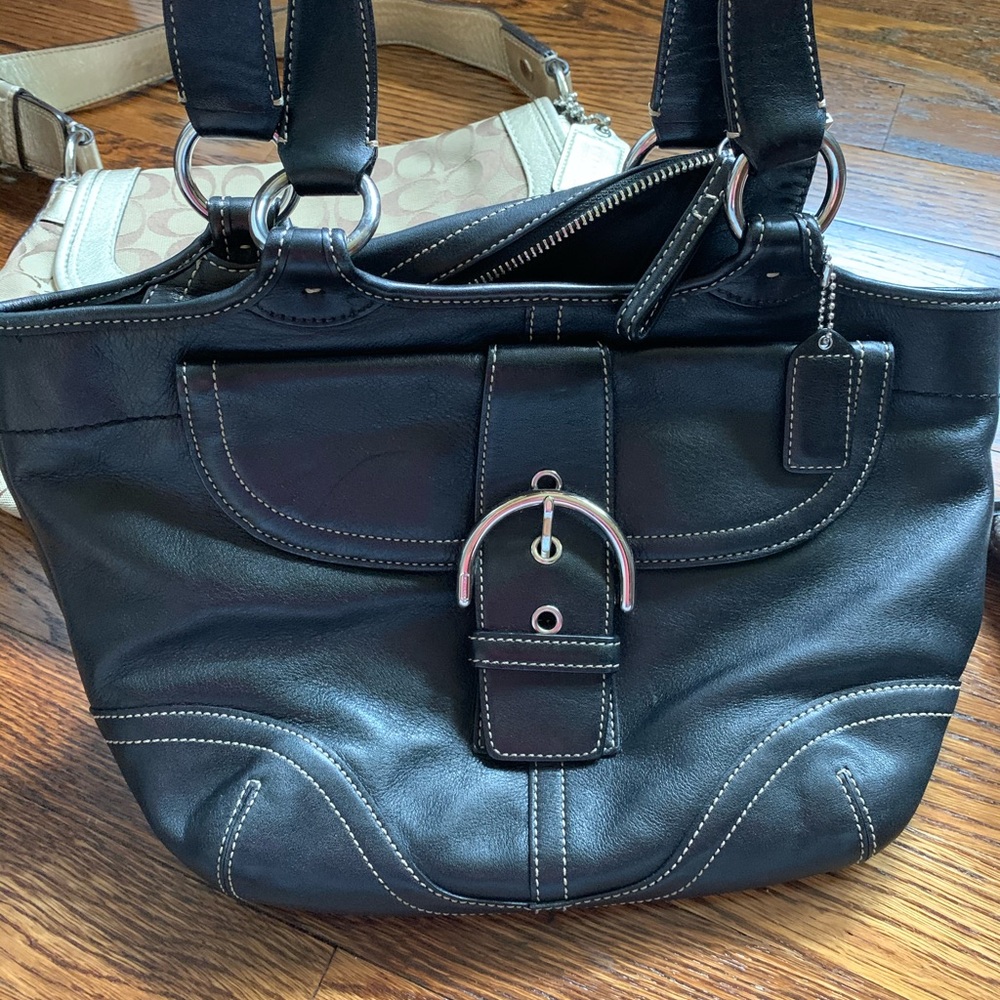 Black leather coach bag